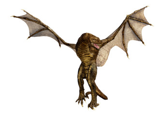 3D Rendering Fairy Tale Dragon on White