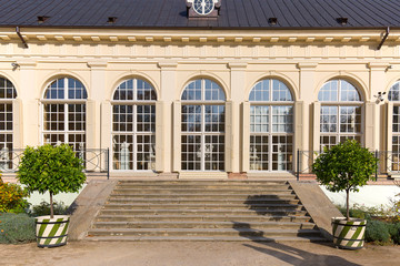 Old Orangery, 18th century classicist hothouse in Warsaw Royal Baths Park, facade, Warsaw, Poland