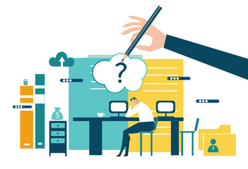 Businessman in trouble. Businessman in the office thinking about the troubles and problems. 