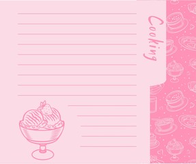 Design of recipes book. Hand drawn doodles objects food and utensils. Cookbook