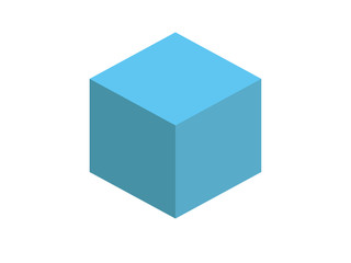 Vector blue cube isometric isolated