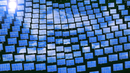 Solar panels - renewable energy concept. 3D rendering