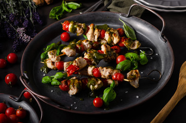 Shish kebab with pesto