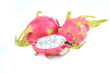 dragon fruits on white background