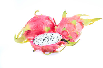 dragon fruits on white background