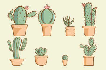 Cactus achtergrond doodle stijl.