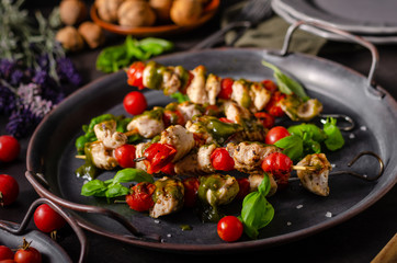 Shish kebab with pesto