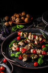 Shish kebab with pesto