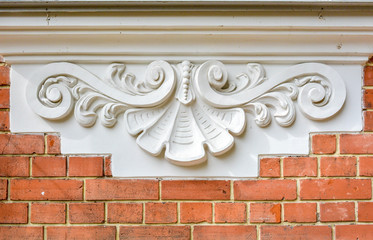 Naklejka na ściany i meble Vintage antique architectural stucco molding decoration, buildings wall texture