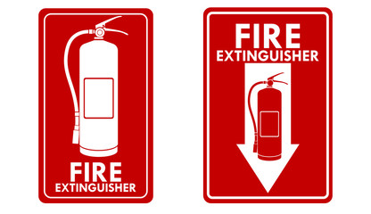 Red Fire Extinguisher Label Set.