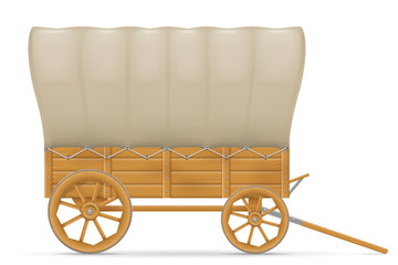 wooden wagon of the wild west with an awning vector illustration - obrazy, fototapety, plakaty