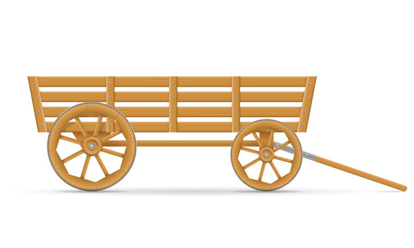 wooden cart for horse vector illustration