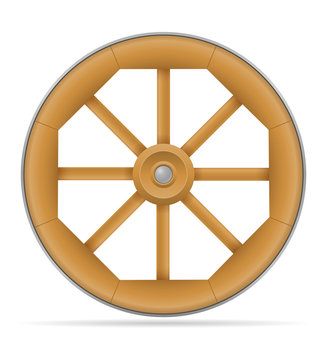 wooden cart wheel with horse vector illustration