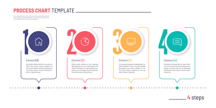 Vector infographic numbered process chart template. Four steps