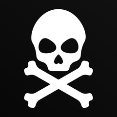 White skull symbol On a black background.