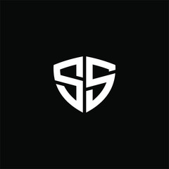 Initial letter double S's logo template with modern geometric shield symbol in flat design monogram illustration