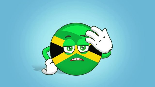 Cartoon Icon Flag Jamaica Face Animation  Facepalm Upset with Alpha Matte