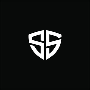 Initial letter double S's logo template with modern geometric shield symbol in flat design monogram illustration