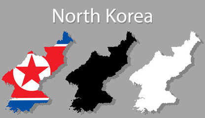 Obraz premium North Korea map set.