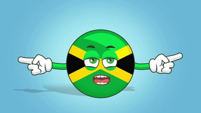 Cartoon Icon Flag Jamaica Face Animation  Double Side Pointer Unhappy Speak with Alpha Matte