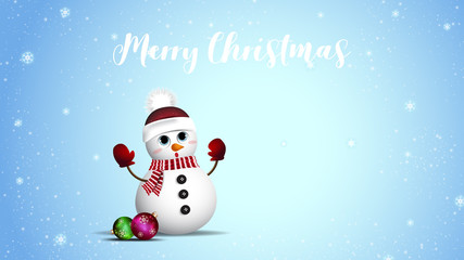 Merry Christmas and Happy New Year Greeting Card Background. Vector Design of snowman and decoration of winter and snow.