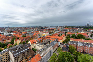 Fototapeta na wymiar Panoramic view from a plane over Copenhagen