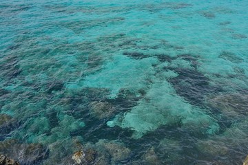 Fototapeta na wymiar sea bottom through clear turquoise water