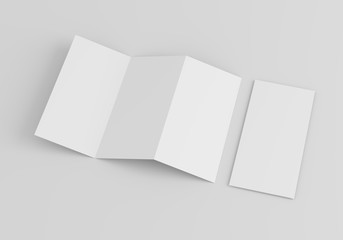 Trifold brochure mockup with white background