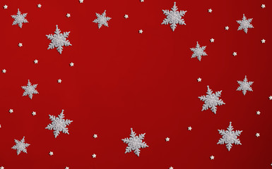 Christmas snowflake pattern - overhead view flat lay