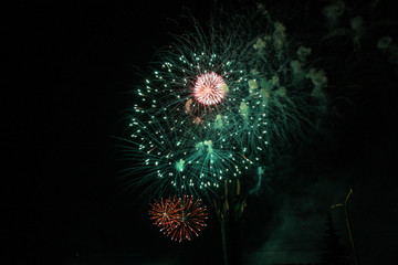 Obraz premium beautiful fireworks light up the sky, New Year celebration fireworks
