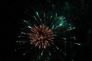 Fototapeta premium beautiful fireworks light up the sky, New Year celebration fireworks