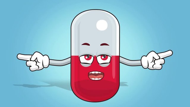 Cartoon Pill Capsule  Face Animation Double Side Pointer Unhappy Speak with Alpha Matte