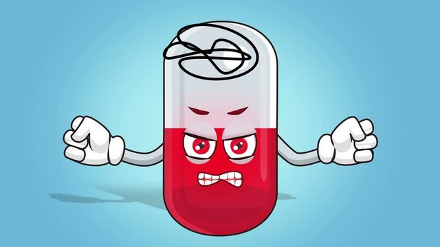 Cartoon Pill Capsule  Face Animation Evil with Alpha Matte