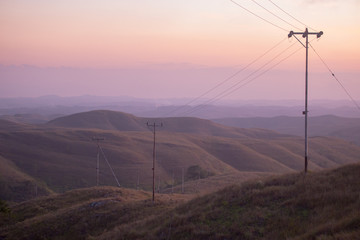 While sunrise come in Wairinding Hill, Sumba, Indonesia