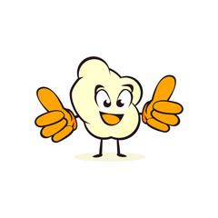 cute popcorn cartoon mascot character vector illustration design