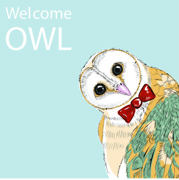 happy easter card with owl
