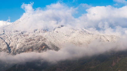 Landscape in Olympus mountain in Greece in winter