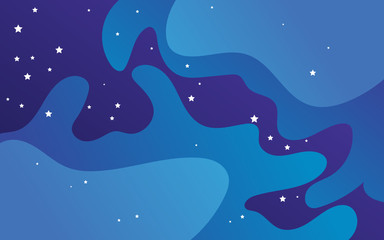 Vector space background with copy space. Cute flat style template with Stars in Outer space.