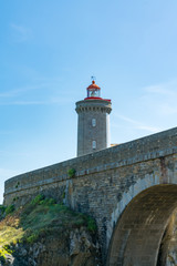 vertical view of the Petit Minou lighthouse on the Brittany coast