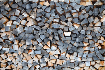 close-up of a heap of chopped wood