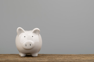 Piggy bank money savings concept with copy space