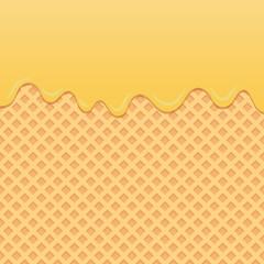 Flowing yellow cream on wafer vector.