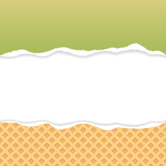 Wafer pattern and green ripped paper vector with copy space.