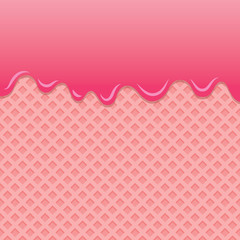 Pink wafer background with flowing strawberry jam.