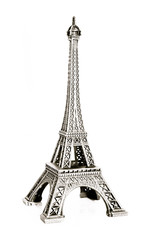 Eiffel tower isolated on white background.
