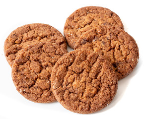 Chocolate chip cookie isolated on white background, Biscuits homemade pastry.
