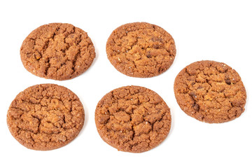Chocolate chip cookie isolated on white background, Biscuits homemade pastry.