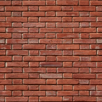 Fototapeta Seamless texture of red ceramic brick wall flemish bond. Certaldo. Italy.