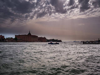 Venice City shape with forecasted thunder storm