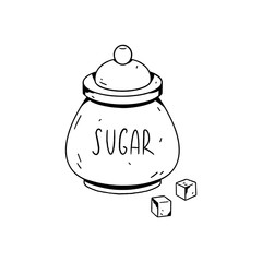 Sugar bowl. Hand drawn image isolated on a white background.